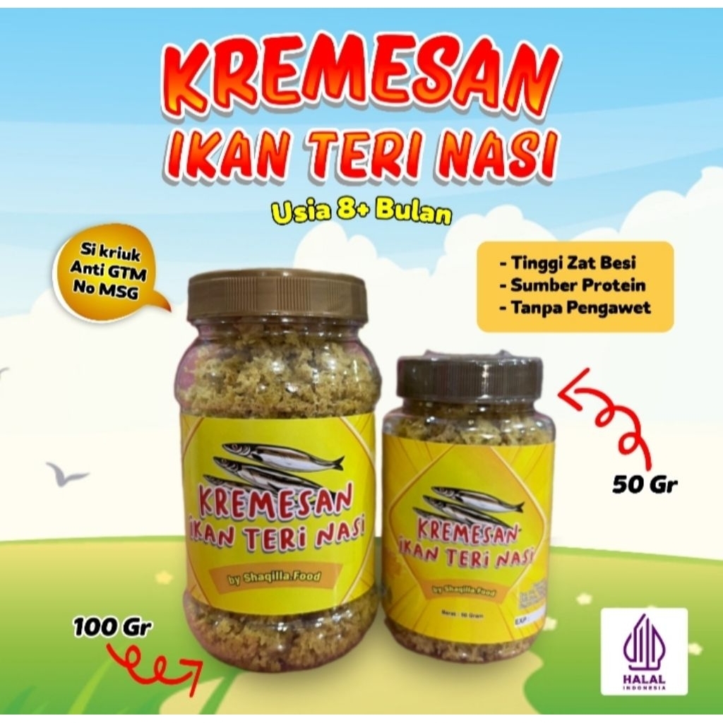 

Kremesan ikan Teri nasi // kremesan tinggi zat besi // kremesan anti gtm // kremesan non MSG 50gr & 100gr