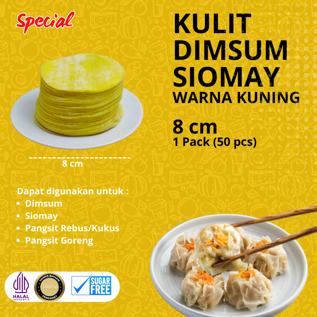 

Special Kulit Dimsum Siomay Warna Kuning 8 cm