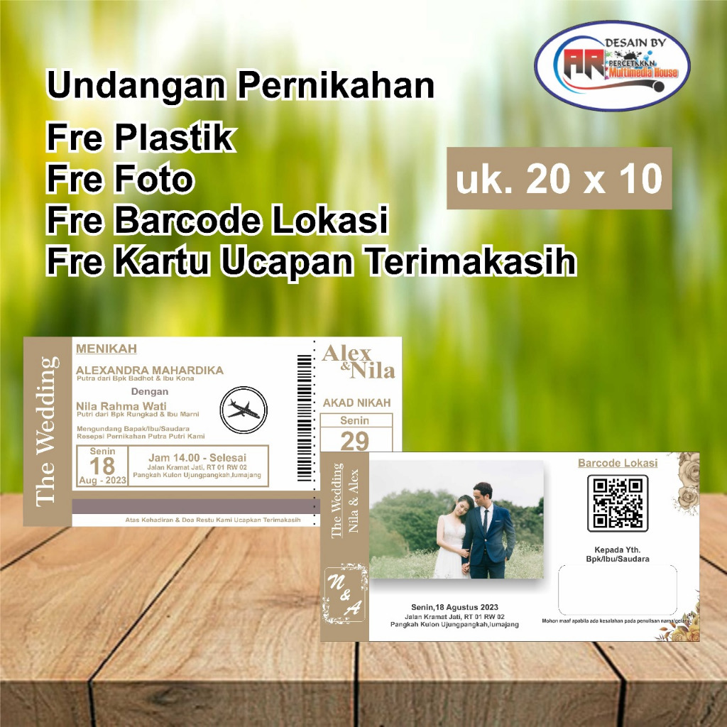 Undangan Pernikahan 1 Lembar.