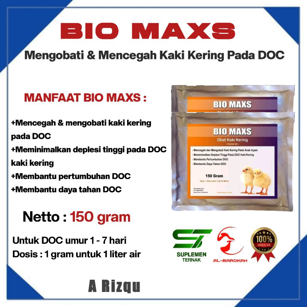 BIO MAXS - Obat Anak Ayam Broiler ( DOC ) - Vitamin Anak Ayam Broiler - Obat Kaki Kering Ayam Broile