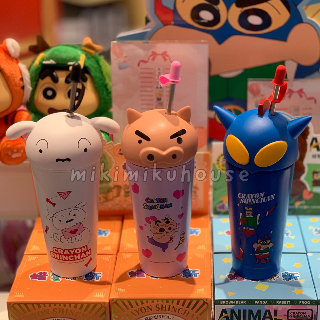 MINISO X SHINCHAN STAINLESS BOTTLE VACUUM DRINKING COLD CUP COFFEE MUG SHIRO ACTION KAMEN BURIBURI C