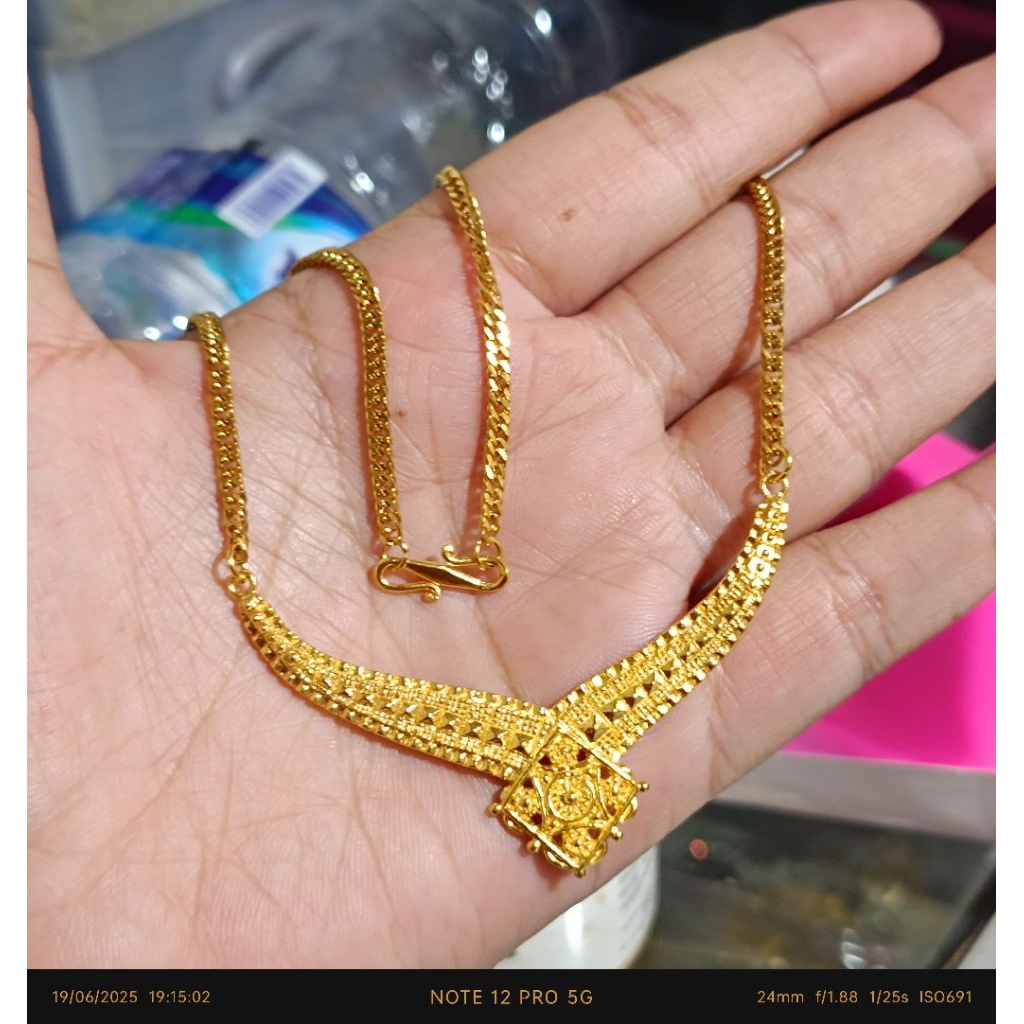 kalung titanium liontin alpaka lapis emas model dubai prisma
