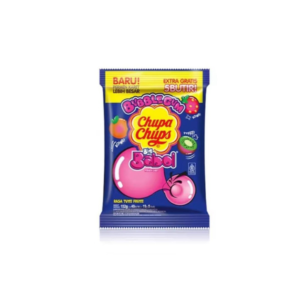

Chupa Chups Big Babol Tutty Fruity pack 152g - Permen Karet Rasa Buah Tutti