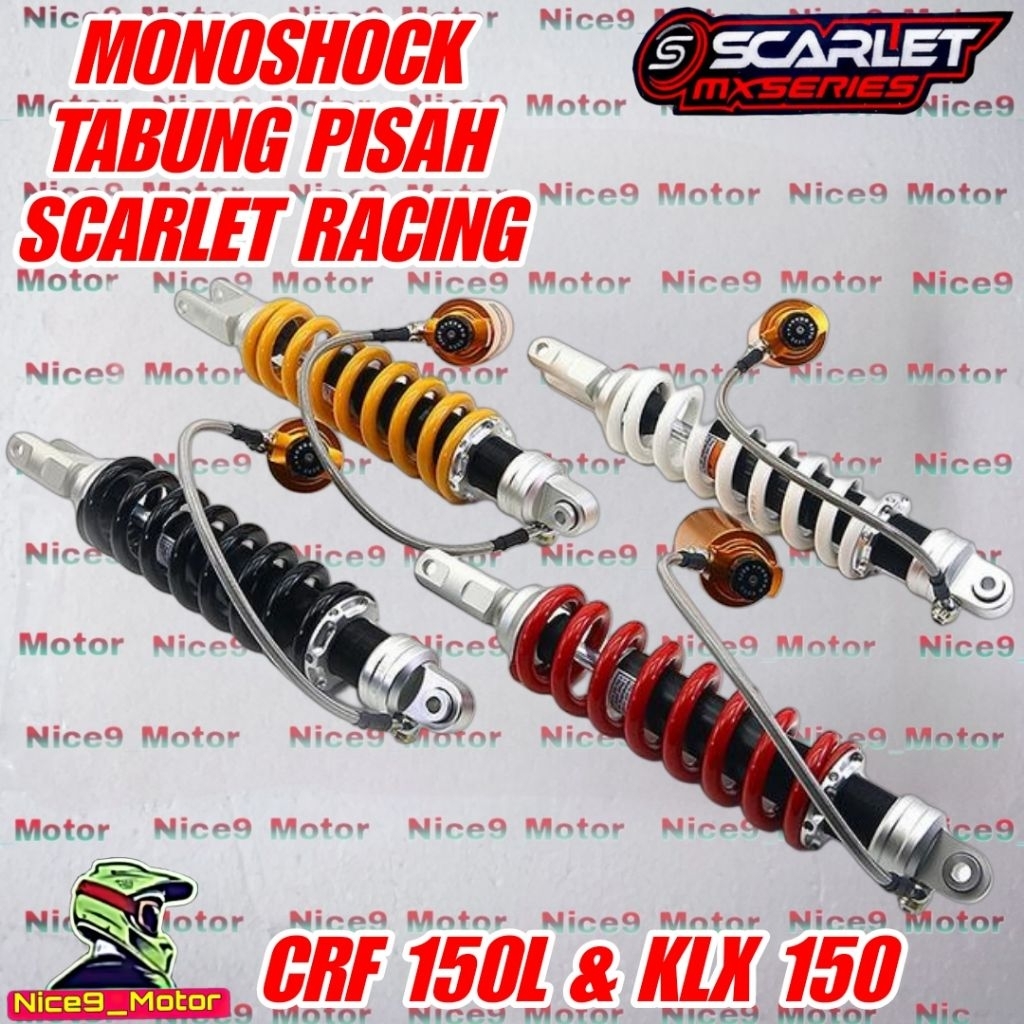 Monoshock Tabung Pisah Scarlet Racing CRF 150L KLX 150 Shock Belakang Adjuster Tabung Pisah Scarlet 