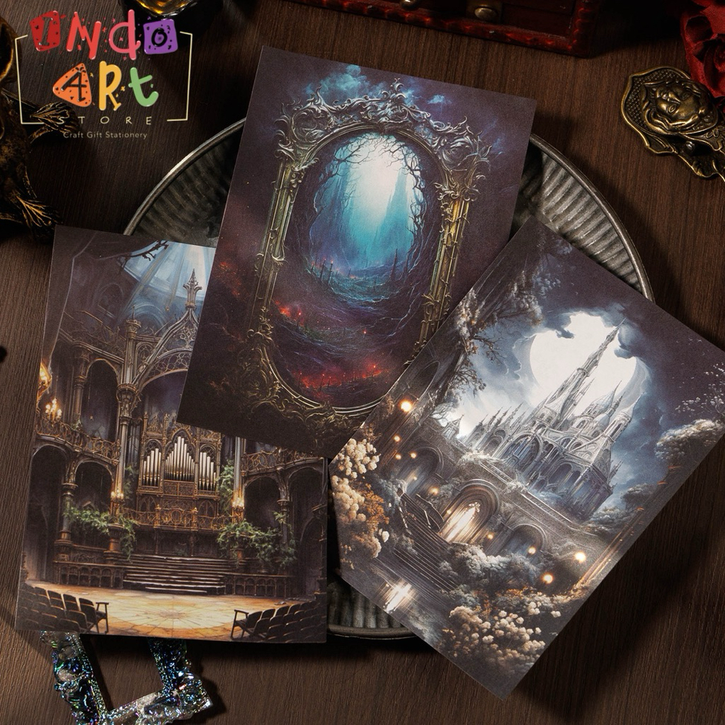 

(IAS) Material Paper Journal Scrapbook Theatre Mysterious Curtain Gothic Vampire Magic Daek Castle Boroque Stairs Mirror