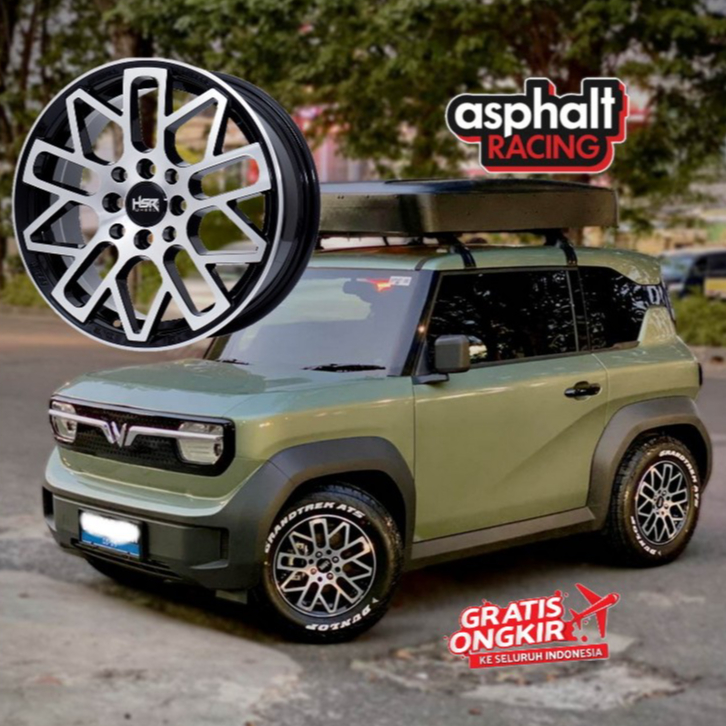 Paketan Velg Dan Ban Untuk Mobil Vinfast Vf3 Ring 15 Hsr Vri 01 + Ban 205/70 R15 Dunlop Grantex A/T