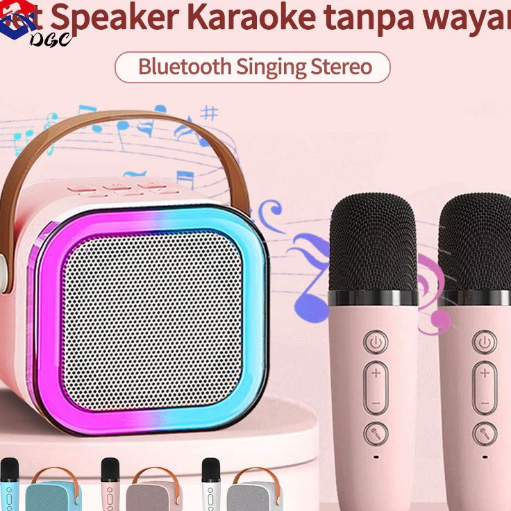 DGC Speaker Bluetooth Plus Mic Actual Bluetooth Mini Speaker Karaoke Speaker Portable with 2 MIC Blu