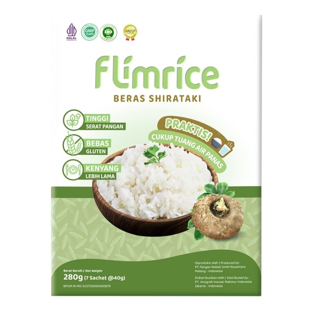 

Flimrice Shirataki 280 g Beras Porang Instan Konjac Rice Sachet 7 pcs