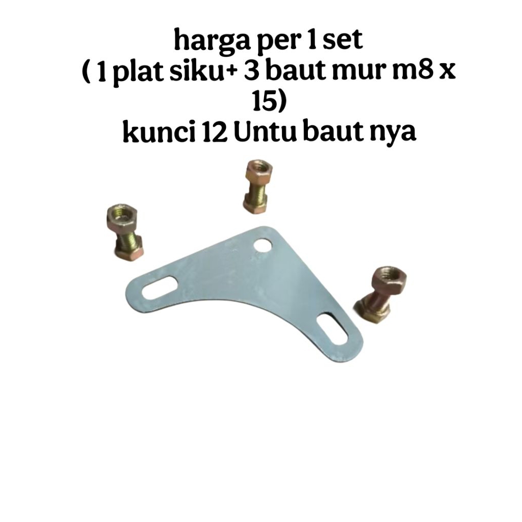 plat siku lobang ( 1 Pcs) + baut mur putih ( 3 pcs)