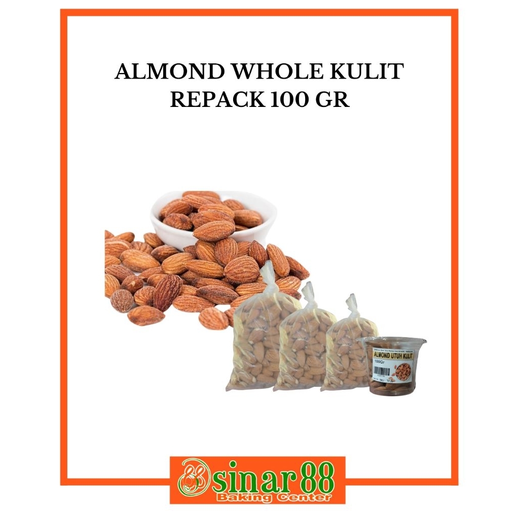 

Almond Whole Kulit 100gr (Almond Utuh Kulit NON ROASTED)