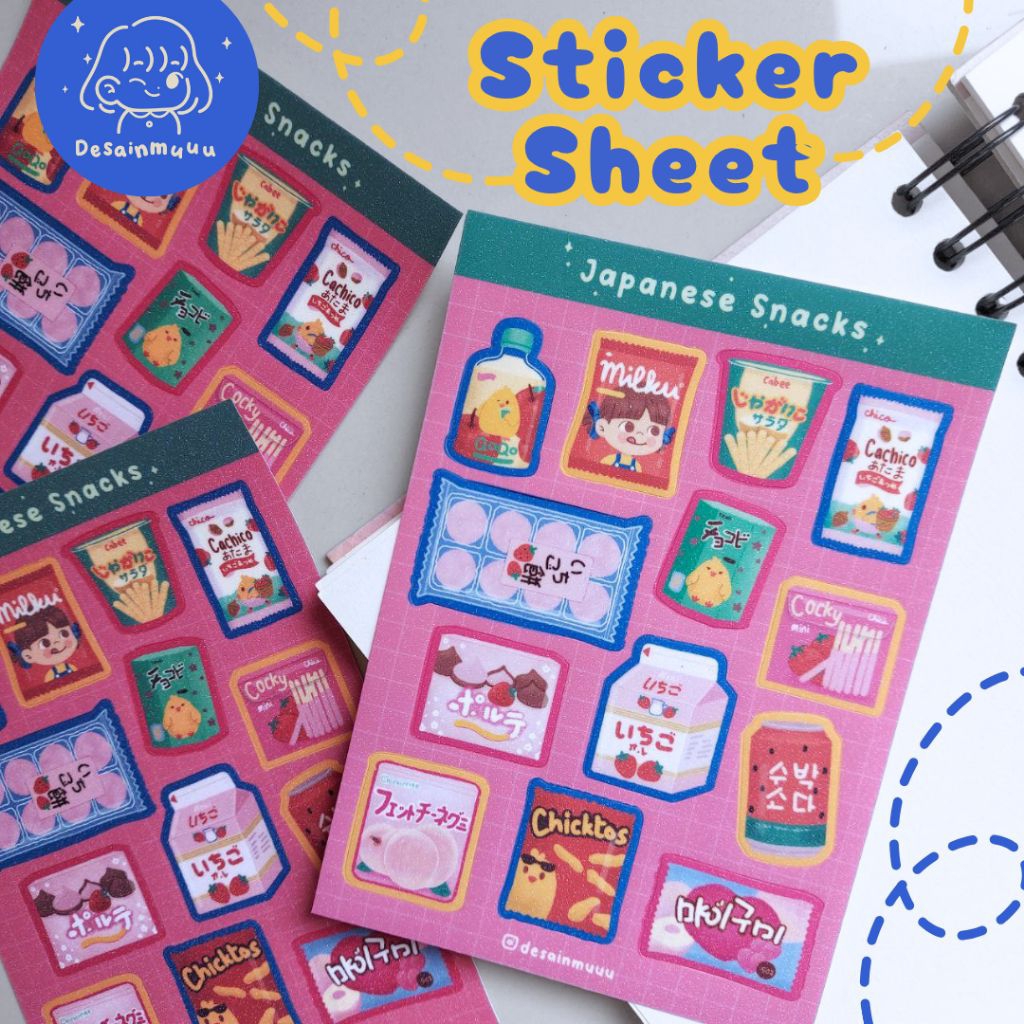 

Sticker sheet Japanese Snacks journal deco by desainmuuu