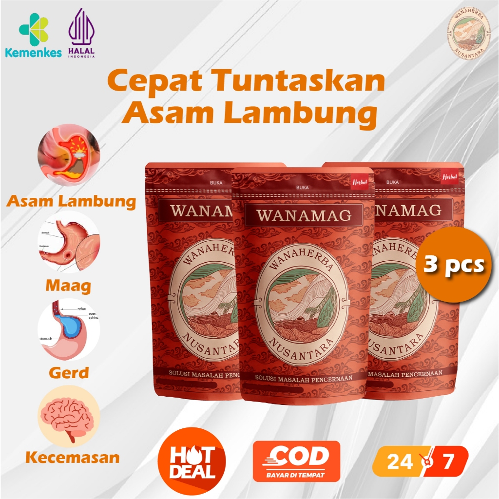 

Wanamag 3 Pcs Minuman Herbal Pencernaan Obat Asam Lambung / Maag / Gerd / Anxiety Kecemasan / Panas Ulu Hati
