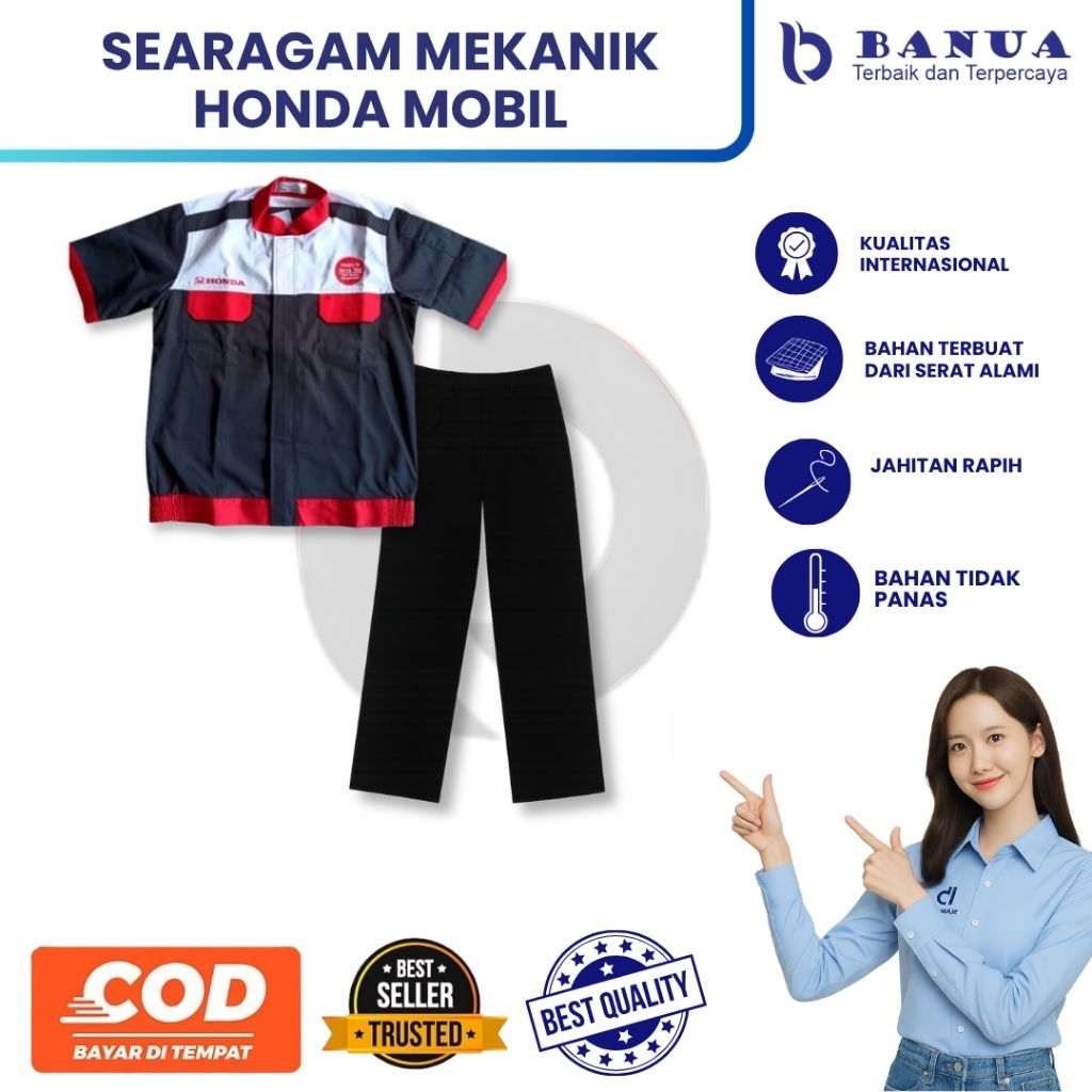 Wearpack Standar Mekanik Honda Mobil New | Mekanik Honda Merah Hitam | Seragam Bengkel Honda