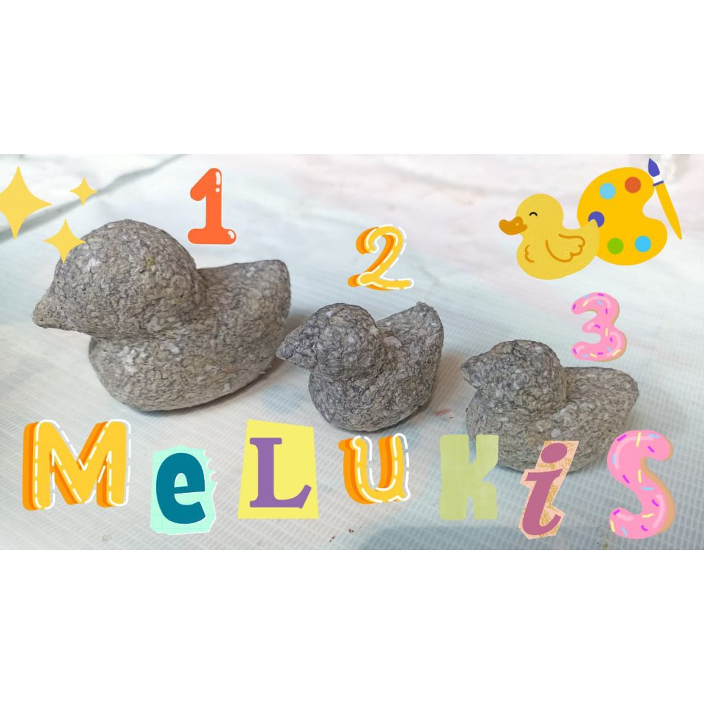 BEBEK KREASI | patung bebek dari bubur kertas siap dilukis