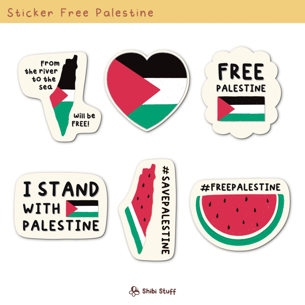 

1 Set Isi 6 Sticker Free Palestine Vynil Waterproof anti gores