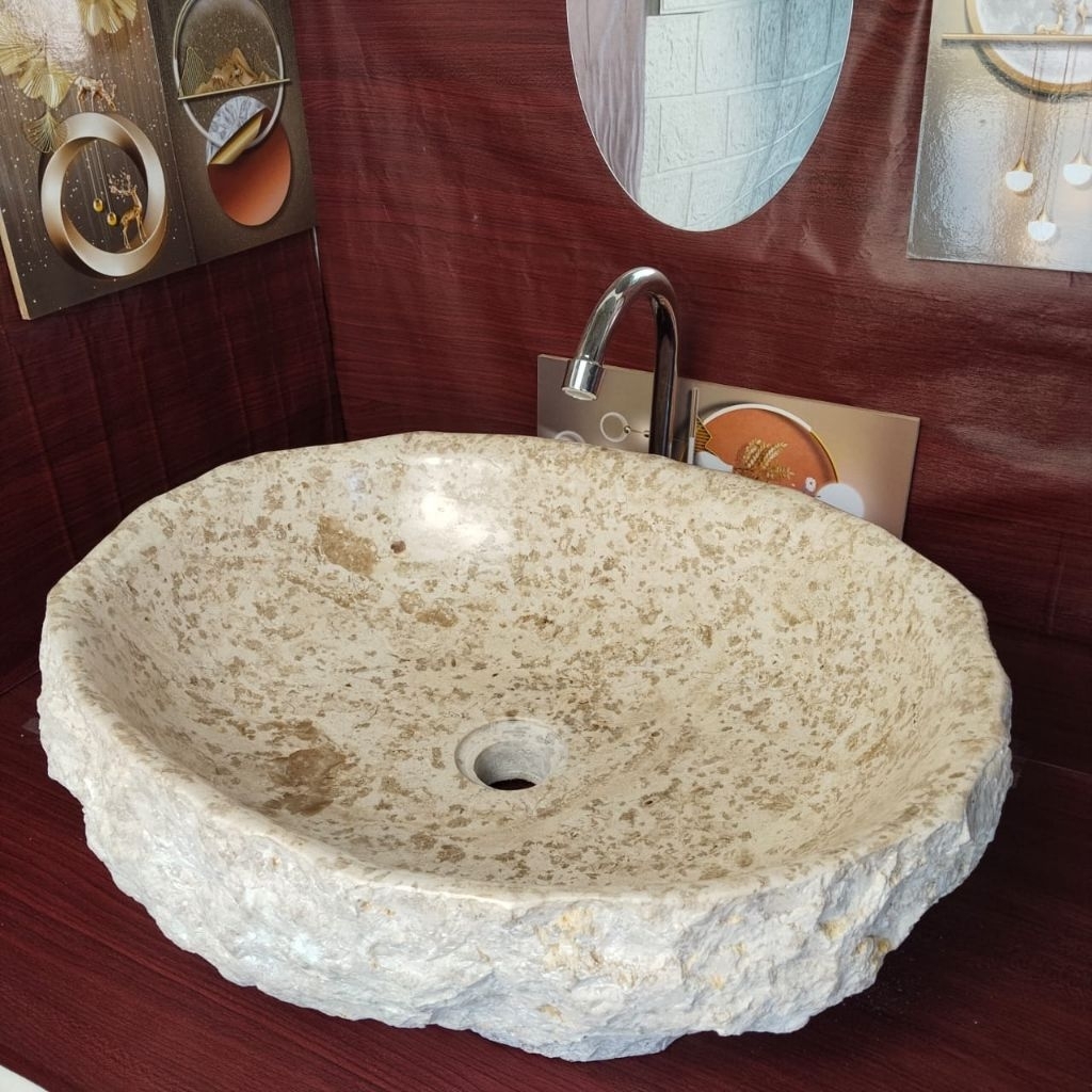 Wastafel Cuci Tangan Batu Marmer Natural Aesthetic | Wastafel Unik | Free Packing