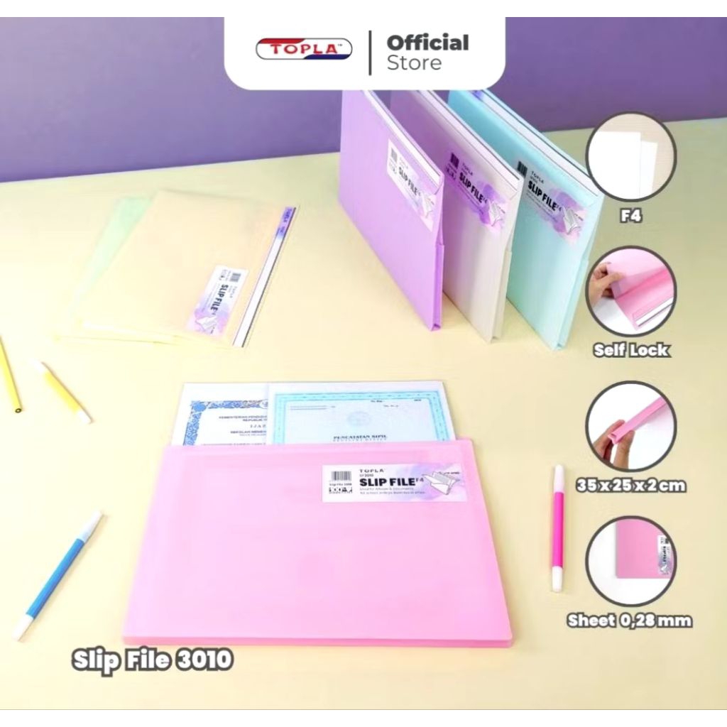 

TOPLA 3010 SLIP FILE FOLDER WITH CAP MAP PLASTIK SELIP DENGAN TUTUP