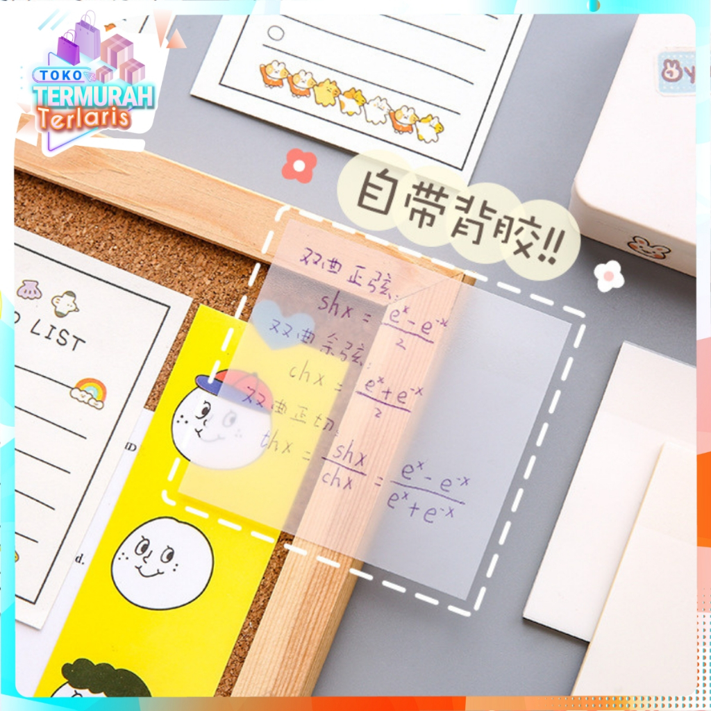 

TTT Set Kertas Notes Transparan 50 Lembar Label Stickers PET Tahan air dan halus Kertas Memo Kertas Tempel Anti Air Untuk Sekolah