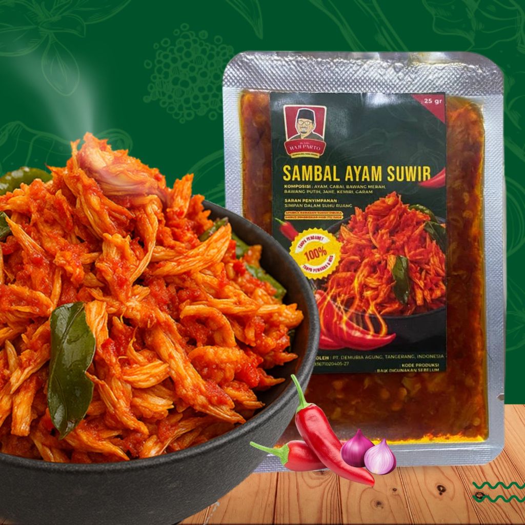 

Sambal Ayam Suwir Bumbu Haji Parto 25 gram - Tanpa MSG & Tanpa Pengawet
