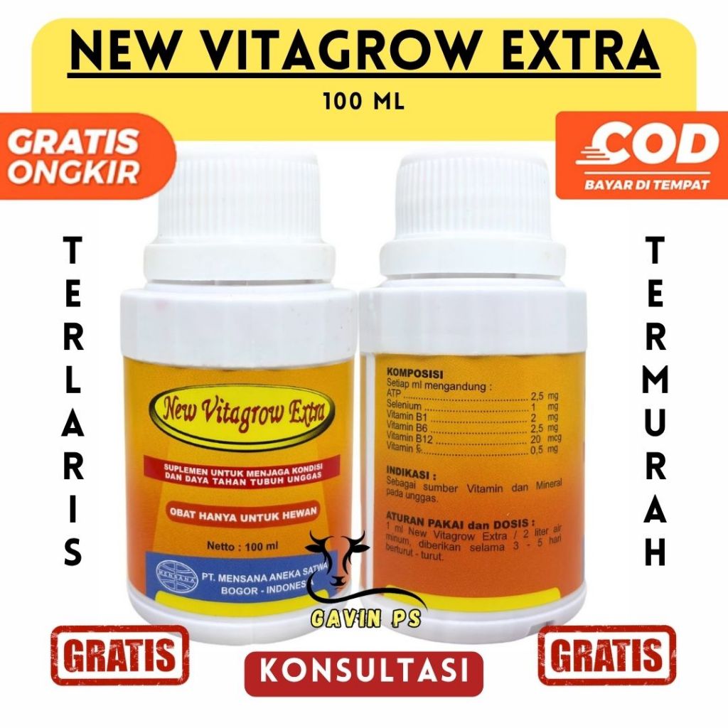 NEW VITAGROW EXTRA 100 ml - Mensana - ATP Vitamin Mineral Pertumbuhan Ayam Unggas