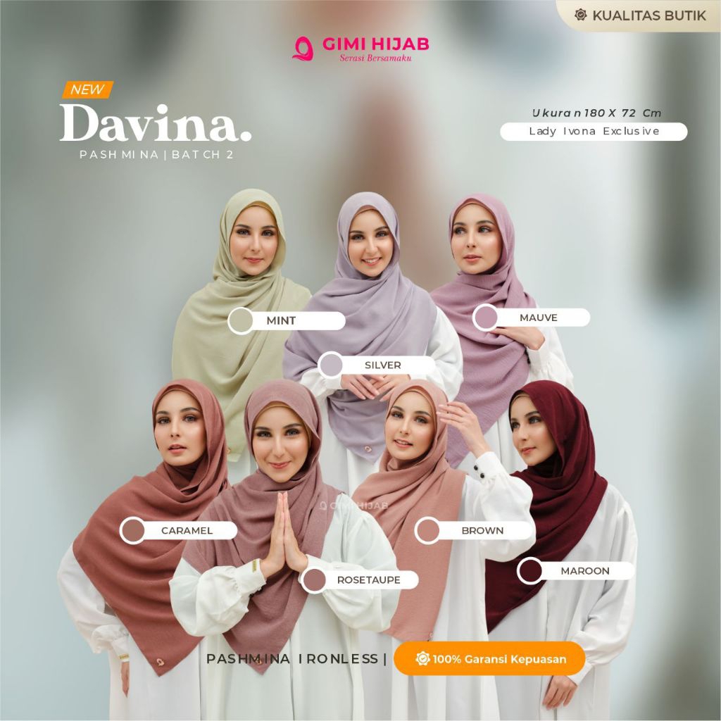 DAVINA PASHMINA GIMI HIJAB PASHMINA PREMIUM IRONLES