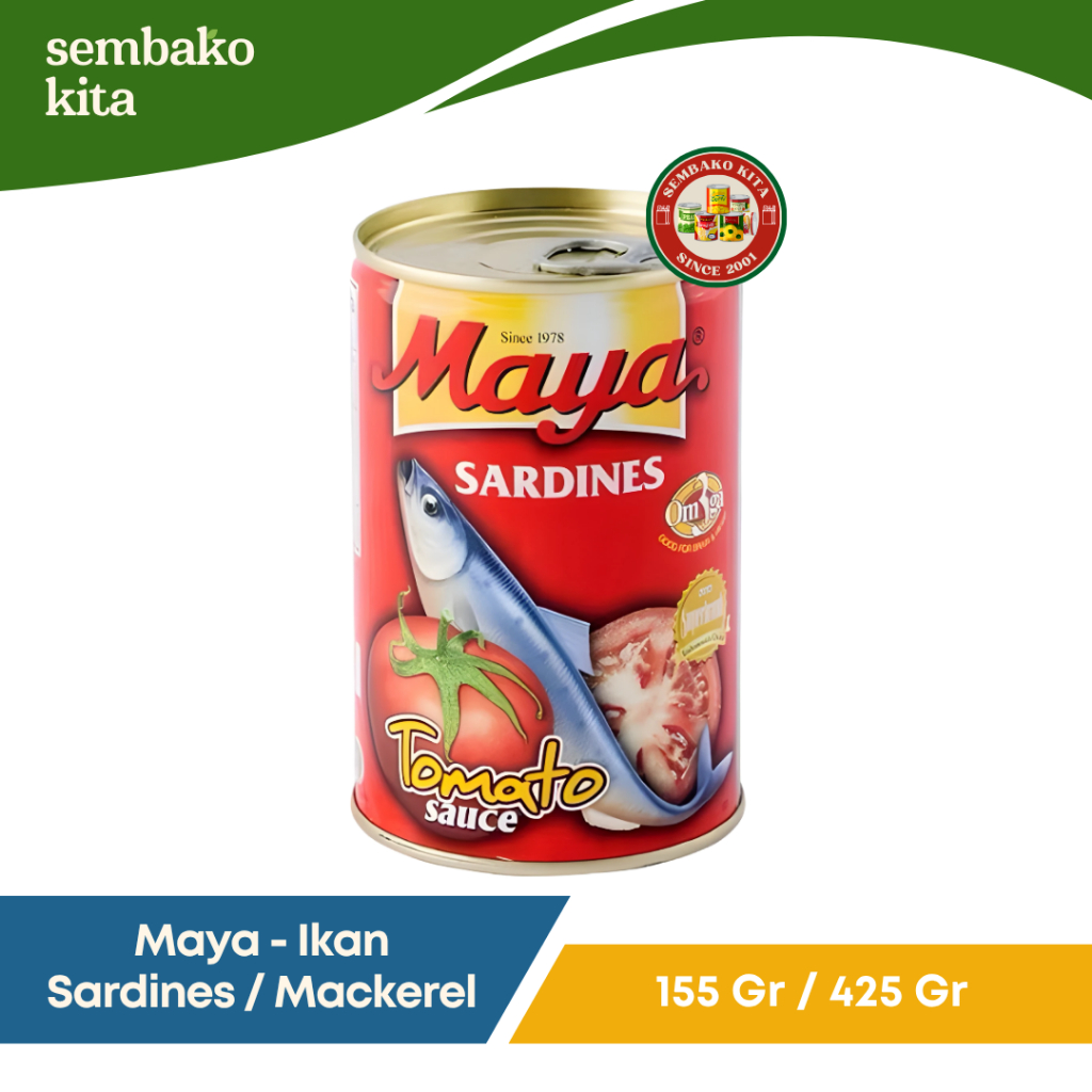 

Maya - Sardines Tomato Sauce Ikan Mackerel 155 Gr / 425 Gr