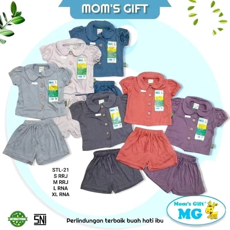 New  1Stel Setelan Anak Bayi Kemeja Perempuan Polos Kerah Mom's Gift / Moms Gift