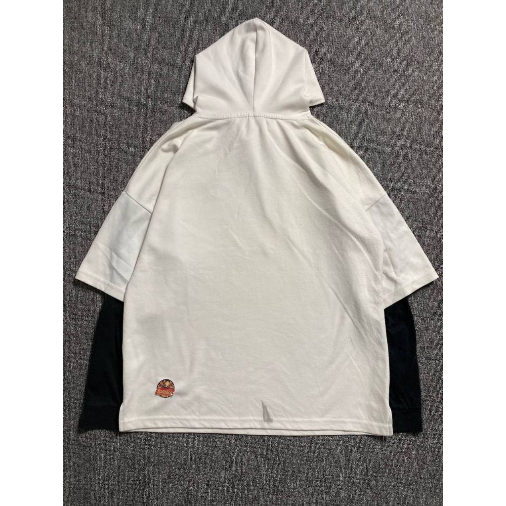 Long sleeve Hoodie White Black