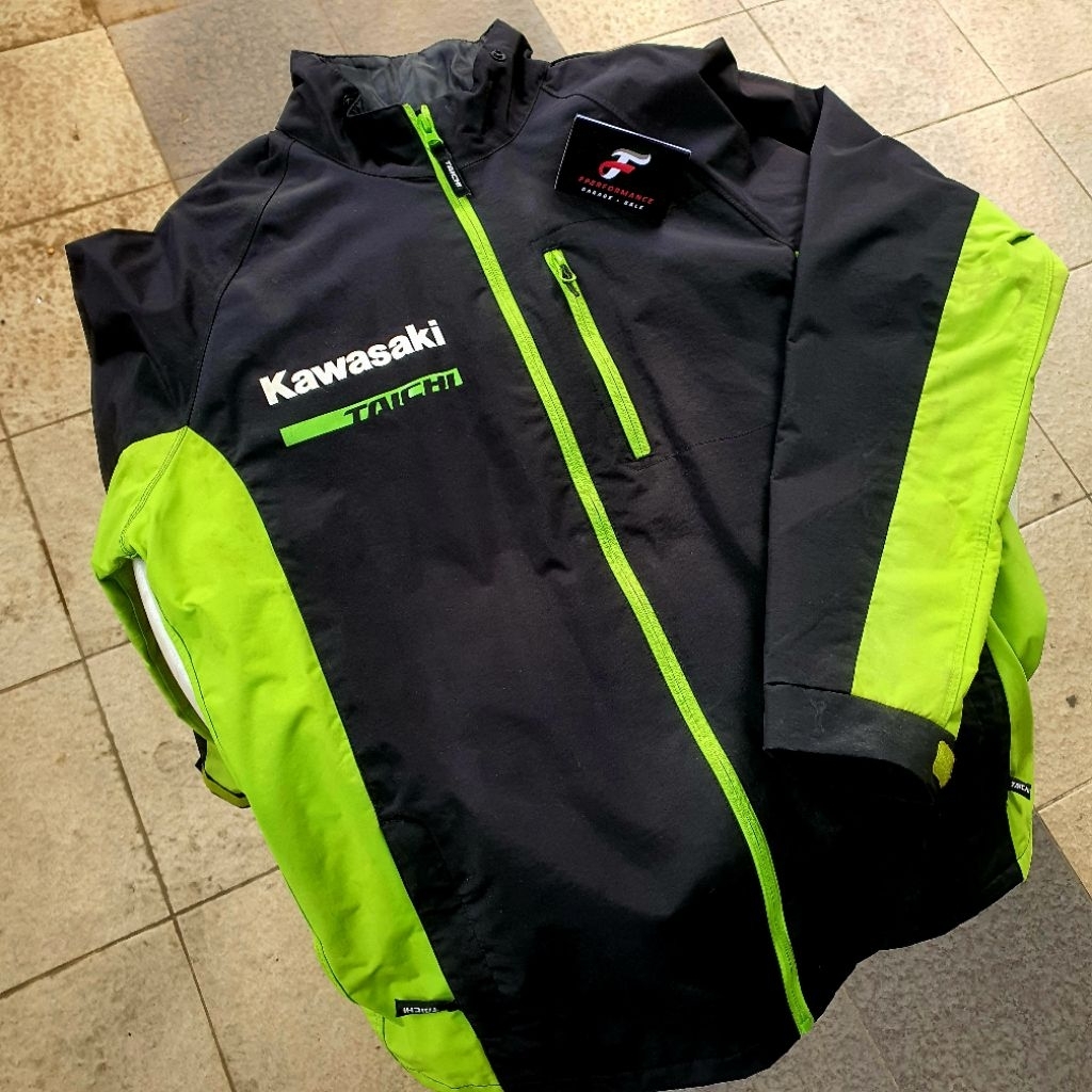 Jaket motor RS Taichi Kawasaki L original windbreaker hoodie waterproof riding jacket seken bekas se