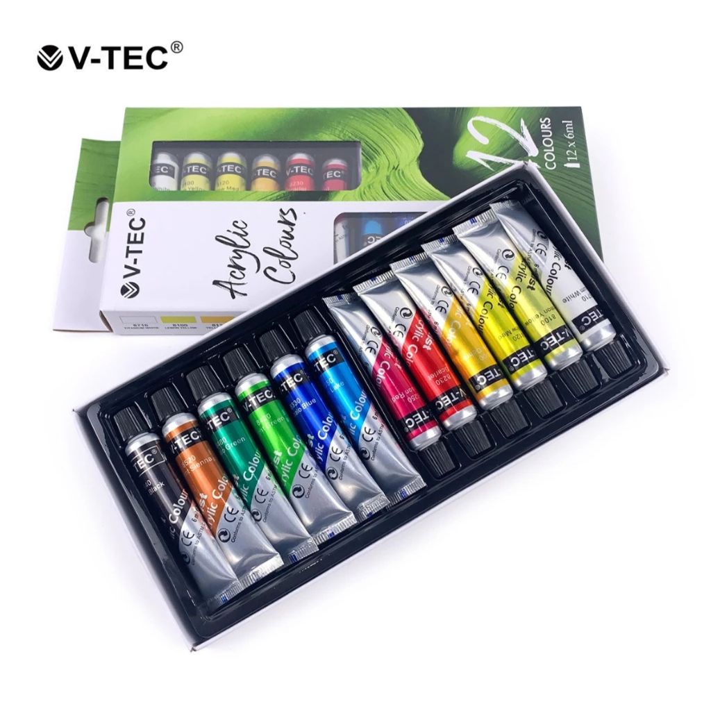 

Cat Acrylic V-TEC VT-612 12 Warna ( Acrylic Colours )