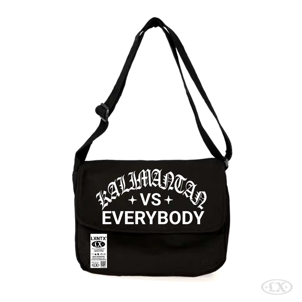 LXNTX Tas Selempang pria Kalimantan vs everybody Free sticker