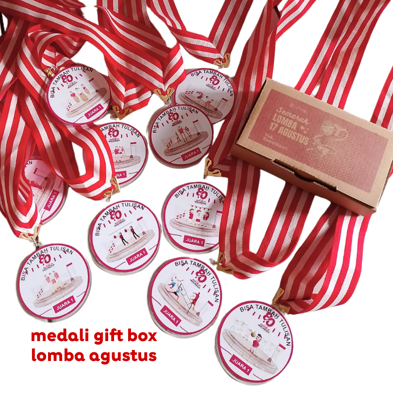 

medali lomba agustus costum - mendali gift box hadiah