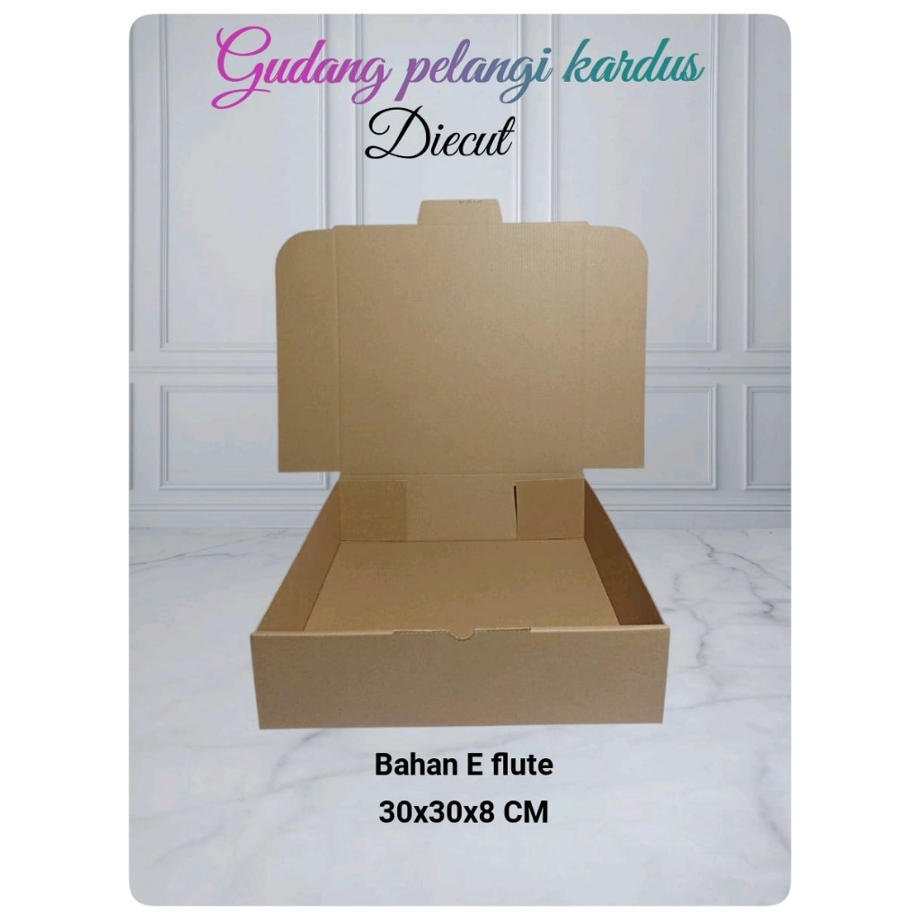 

kardus karton box uk. 30x30x8 cm .......model die cut/pizza