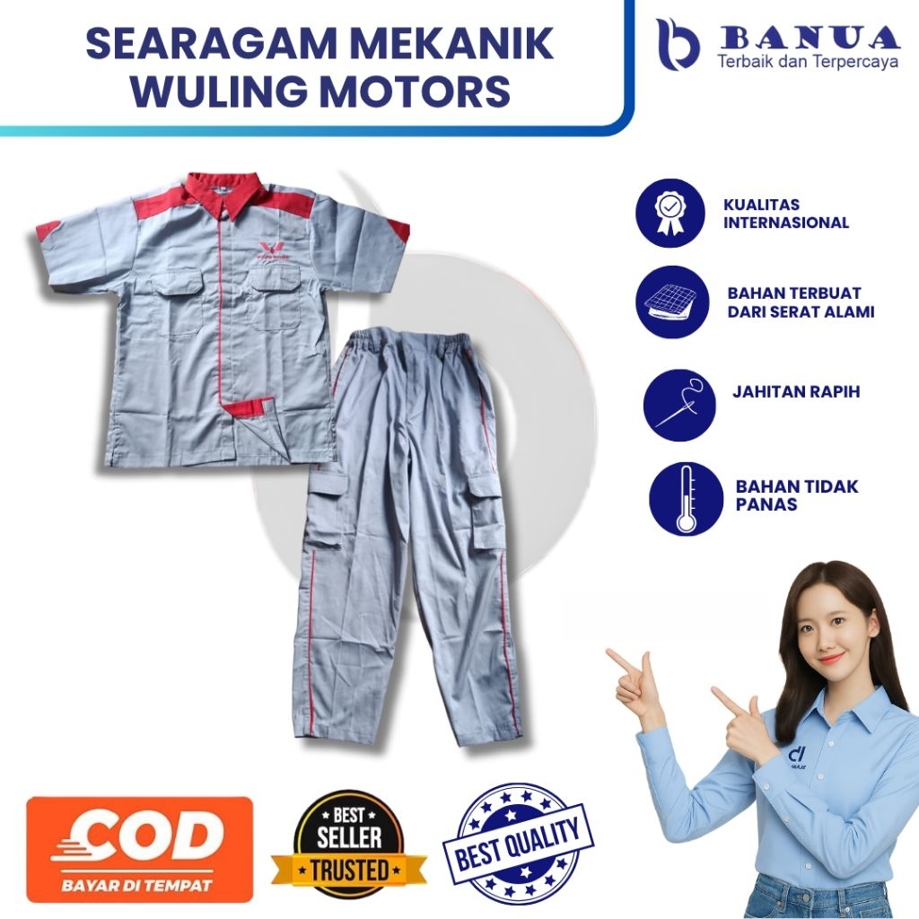 Seragam Standar Mekanik Wuling | Seragam Mekanik I Seragam Wuling Motor | Baju dan Celana Mekanik