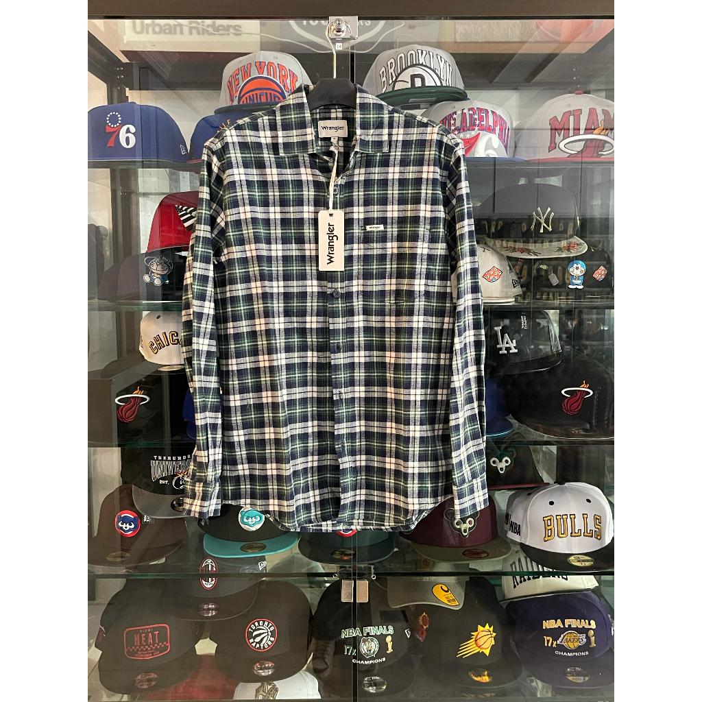 KEMEJA WRANGLER FLANNEL GREEN NAVY