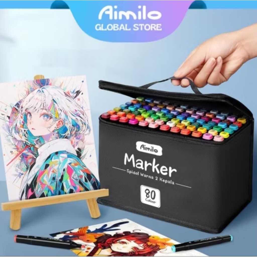 

Aimilo Spidol Warna-Warni 1 Set 80 Warna