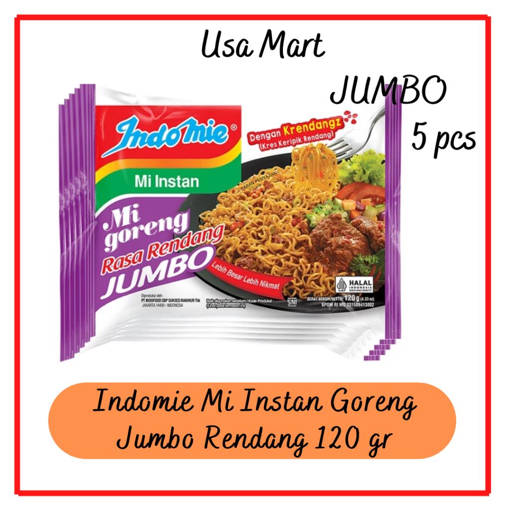 

5 BUNGKUS - JUMBO - Indomie Mi Instan Goreng Jumbo Rendang 120 gram