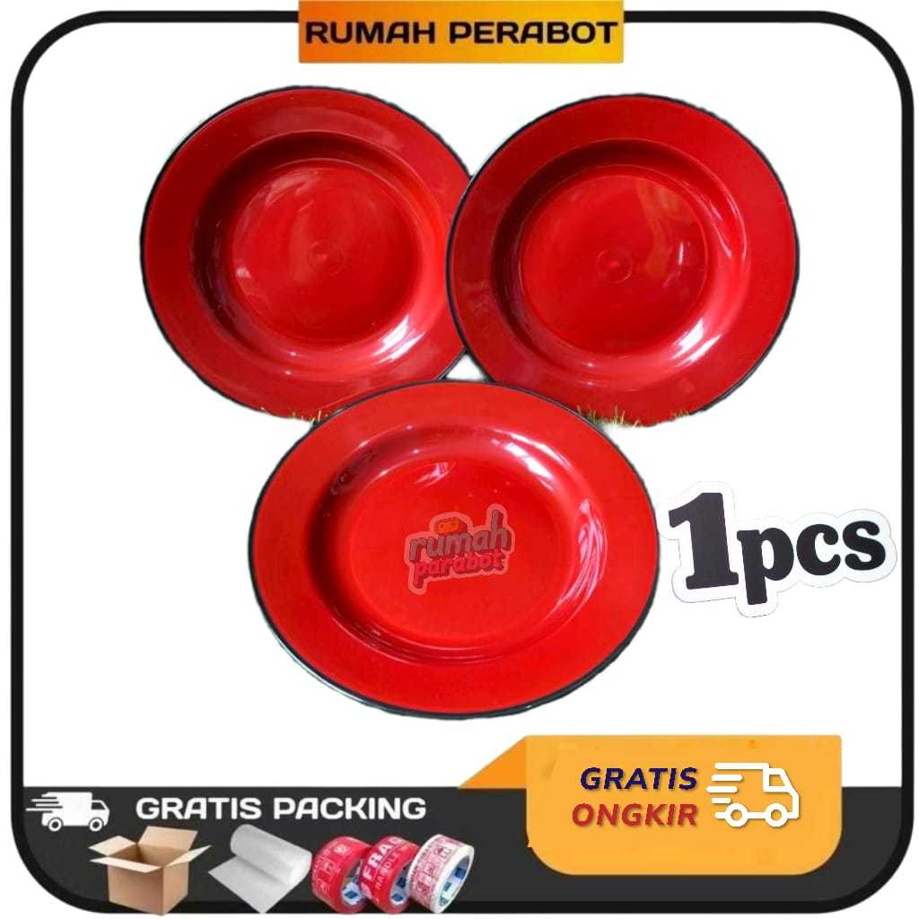PIRING JEPANG/PIRING BULAT MERAH/PIRING RAMEN/PIRING MAKAN PLASTIK