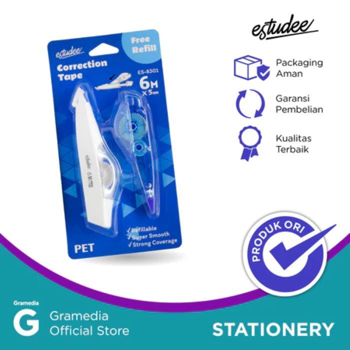 

Gramedia Pekanbaru - CORRECTION TAPE ESTUDEE + REFILL WHITE ES-8301