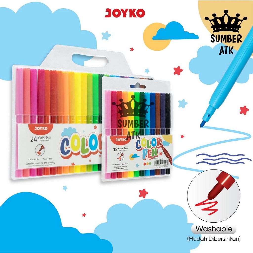 

Color Brush Pen Pena Kuas Warna Joyko CLP-47 CLP-47A24 12 & 24 Warna Color