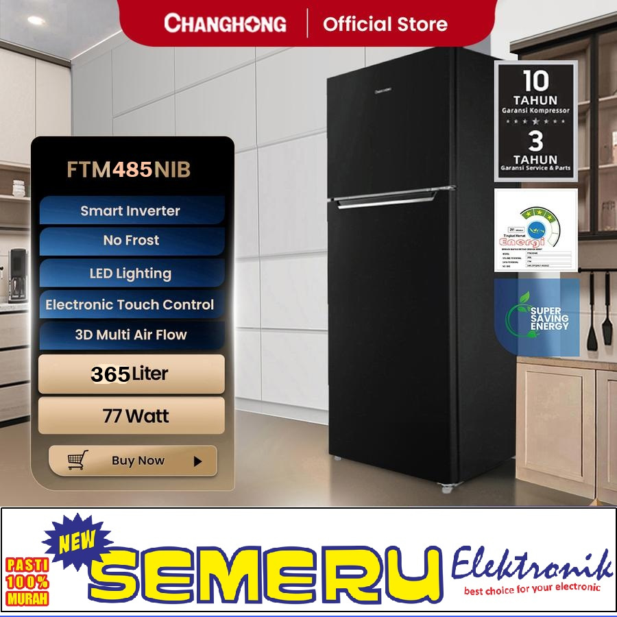 Changhong Kulkas 2 Pintu 365 Liter Inverter FTM485NIB