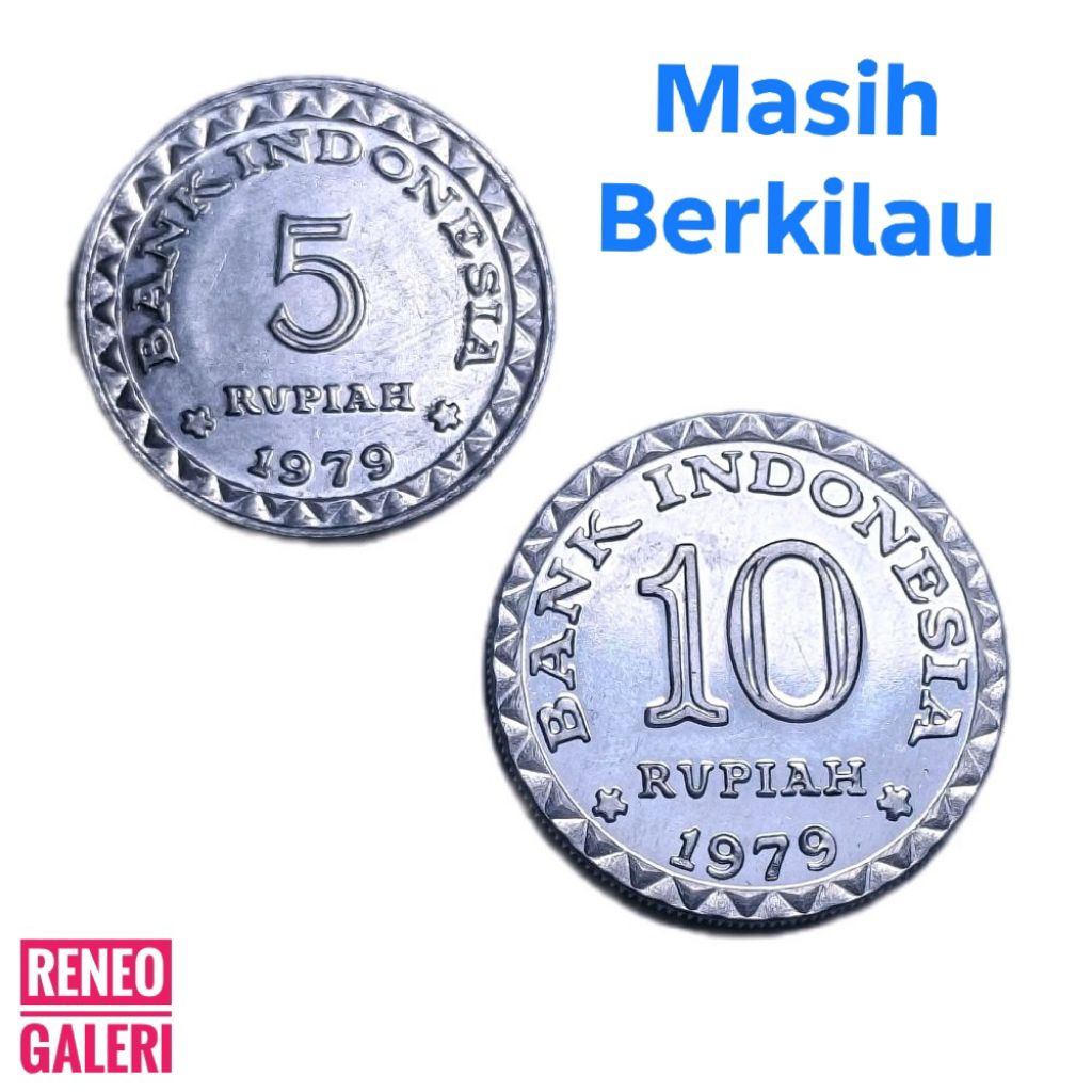 Berkilau Paket Lengkap Koin tahun 1979 Uang kuno logam Indonesia original asli isi 2 Keping 5 10 Rup