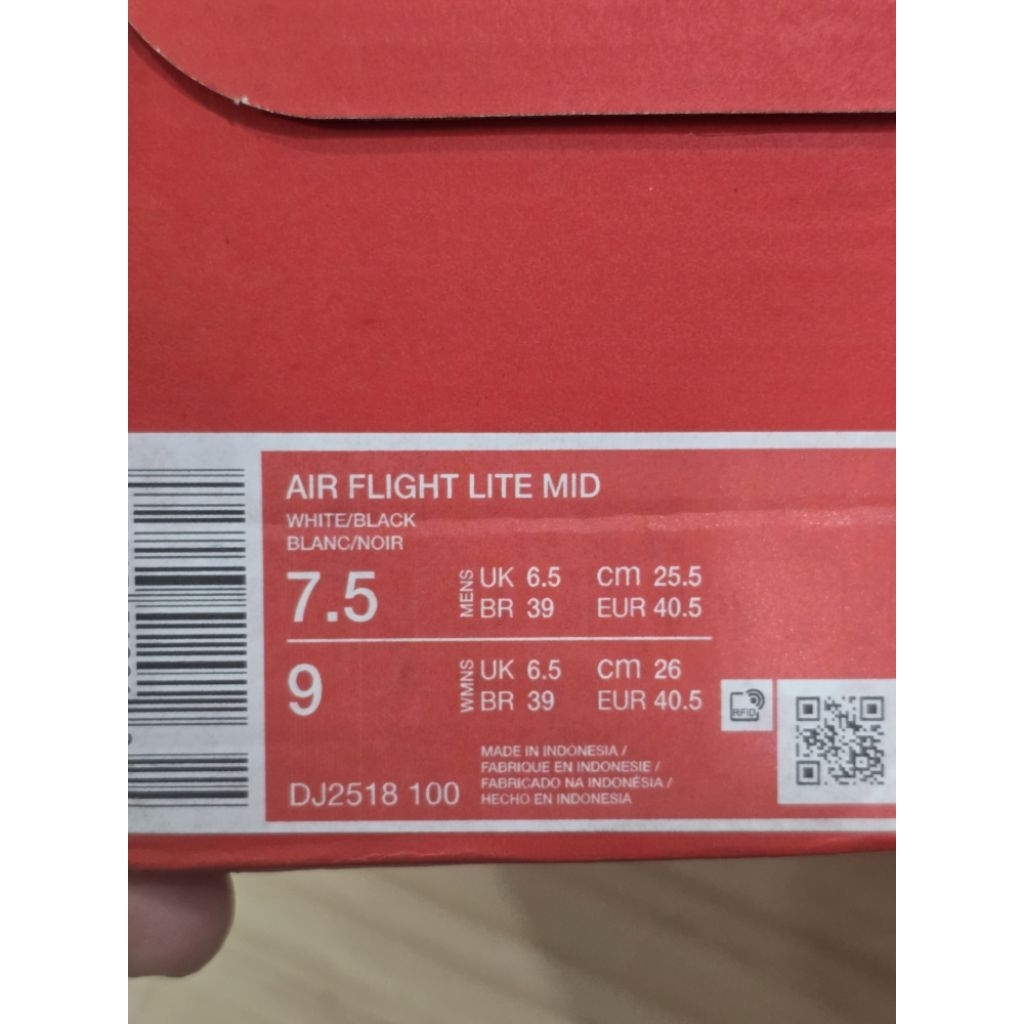 Nike Air Flight Lite Mid White Size 40.5 Preloved