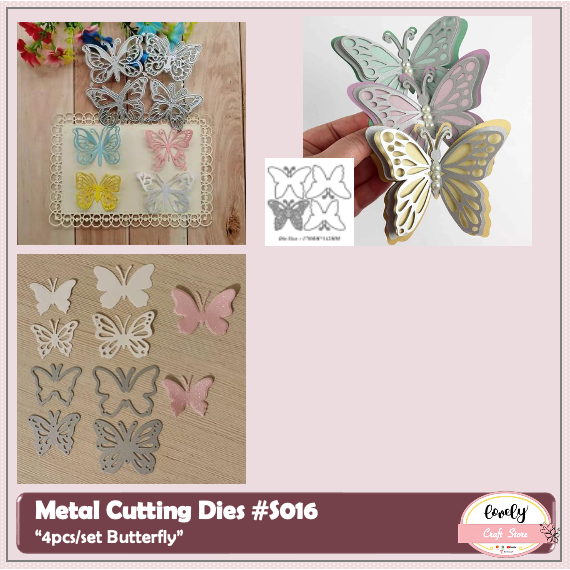 

LovelyCraftStore | Metal Cutting Dies S016 ~ Cetak Stensil Metal seri Butterfly Kupu-kupu 4pcs/set untuk mahar, scrapbooking, journal, diy, bujo, cards