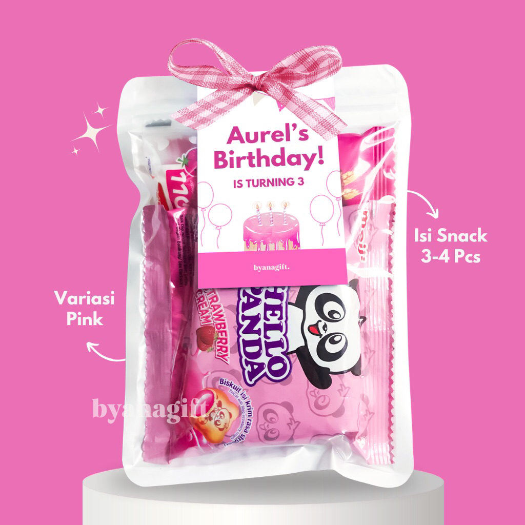 

Mini Snack Gift Murah Isi 3-4 Pink | Hadiah Ulang Tahun/ Wisuda | BYANAGIFT