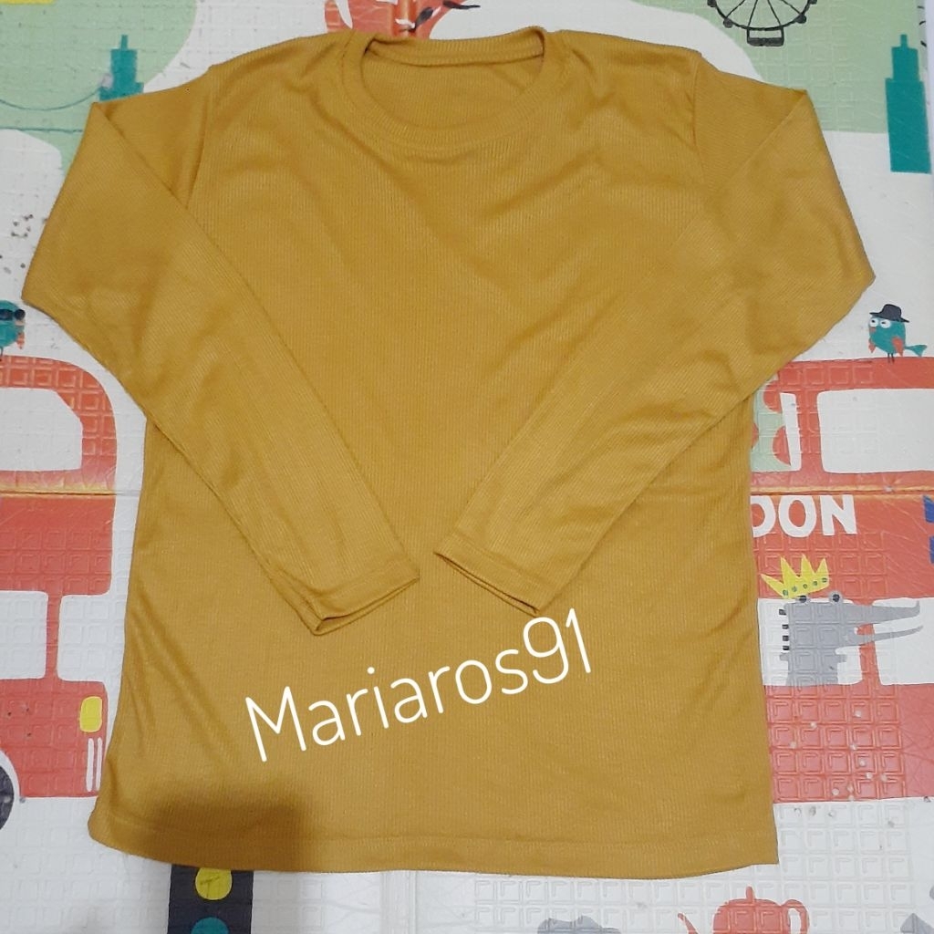 Kaos lokal wanita lengan panjang kuning mustard pernah pakai