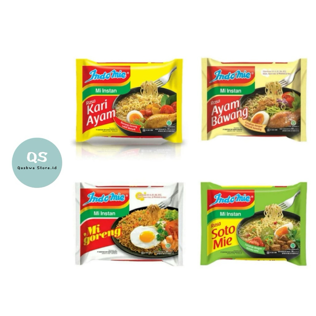 

Indomie goreng/ayam bawang/kari/ soto
