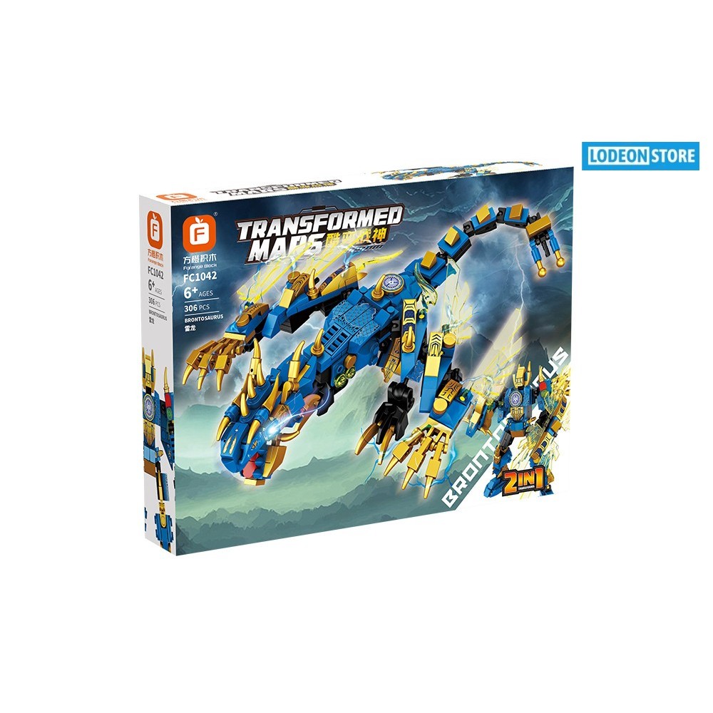Brick Forange Block Brontosaurus Transformed Mars 2 in 1 FC1042 - Brick Robot dan Naga - Mainan Kole
