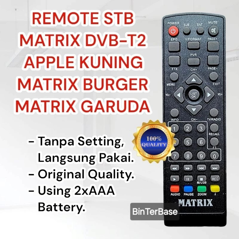 Remote remot STB DVB T2 MATRIX Apple Kuning matrix burger garuda digital receiver Ori 100% Original 