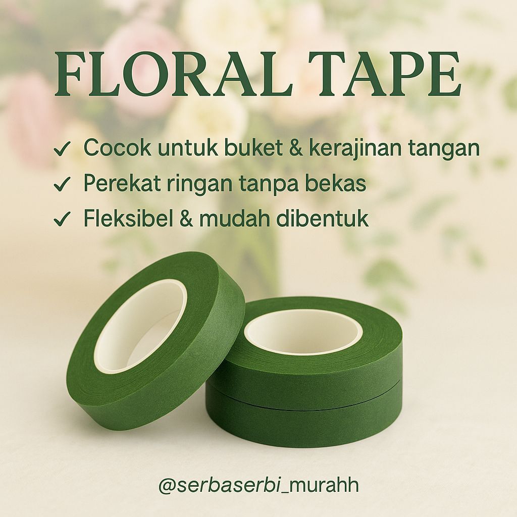 

[1 ROL] FLORAL TAPE / FLOWER TAPE / SELOTIP BUNGA ±1.2cm x 30 yard BUKET BUNGA FLORIST